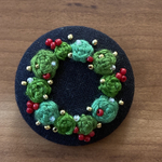 ビーズ刺繍くるみボタン（ヘアゴム/ブローチ）
