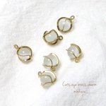 6個)Cat eye brass charm