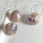 𝕜𝕦*𝕞𝕠𝕞𝕠𖦥⚘𖡡秋に見つけた石ころ レジン フラワー ピアス チョコレートカラー