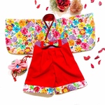 色鮮やかなお花いっぱい可愛いベビー袴　80サイズ