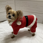 再販犬服コスプレサンタ服フード付きロンパース