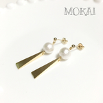 ＊三角チャームとコットンパールのピアス・イヤリング＊