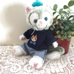 ポーチ　ジェラトーニ　羊毛ネコちゃん刺繍付き紺パーカーセット　紺白パンツ　コスチューム