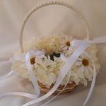 ふんわり紫陽花、リングピローかご、リングピローカゴ。紫陽花オフホワイト。