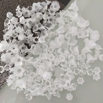 abkfa [60g]フラワービーズ すりガラス風 クリア くすみカラー ホワイト  アクリルビーズ  