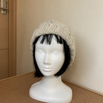 ネップが素敵なアラン模様のゆったり帽子