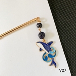 V27  かんざし　鯨簪　イルカ簪　海の生き物かんざし　パワーストーン簪