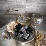 リュバン モアリボン バナナクリップ   グレーチェック& ブラックサテン