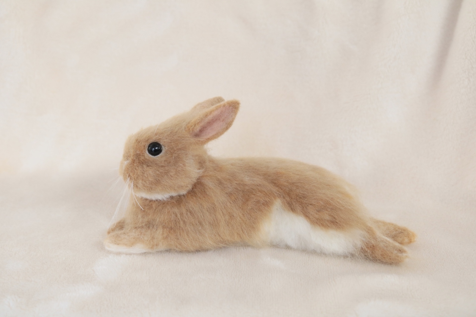 羊毛フェルト うさぎ ネザーランド・ドワーフ ハンドメイド ぽぽ リラックスポーズのうさぎさん ネザーランドドワーフ オレンジ