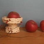 ラタンコンポート＿ささげる /rattan display compotier / 籐の脚付き小物入れ  ミニコンポート 編み模様 高坏的 