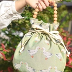 [再販]bucket drawstring bag <duck in the garden> {巾着バッグ}