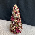 一点物／新作【クリスマス】木の実たっぷりのクリスマスツリー　Ｌサイズ　ゴールド・レッド