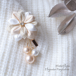 【再販】＊冬の華＊ポニーフック～Gold～／つまみ細工