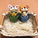 happy-b-bさま専用♡インコちゃん用♡トラさん帽子（イエロー&ホワイト）