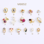 M8852-I 12個 ネイルパーツメタルパーツ全16種 ゴールド 3 x（4ヶ）