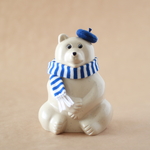 マフラー【ブルー】& ベレー帽 & 蝶ネクタイ【3点セット】しろくま貯金箱　