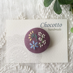 刺繍ブローチ　ローズピンク花