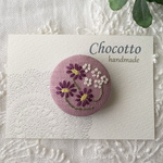 刺繍ブローチ　ピンク花