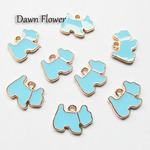 【D-0576】14pcs　イヌ　15×10mm　ライトブルー　チャーム