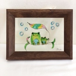 ステンドグラス風絵画　ケロちゃん