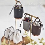 【11月28日販売開始】かご×グレーレザーバッグ＊内巾着2個付き