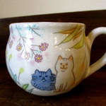 木村扶由子　ねことお花のマグカップ＊D＊