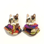 【dress up/猫/六花】刺繍ピアス