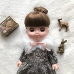 ドール用マフラー　ホワイト　ソランちゃん　メルちゃん　レミンちゃんの服　リバティプリント　カペル使用