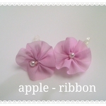 送料無料　かわいいフリルパールのからまないベビーヘアゴム　セット　ピンク シフォン