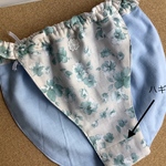 最後の1枚‼️B品‼️浅ばきM、ライナー付き、綿ローン使用【くすみミントブルー】ふんどしパンツ  リンパよけショーツ 下着 普段ばき mameパンティ