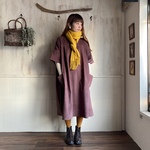ゆったりワンピース　コーデュロイ茶