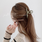 マット　カーキグレー　バンスクリップ　ヘアクリップ　バレッタ　韓国ファッション　上品　