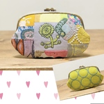 1点のみ　ミナペルホネンhandmade パッチワークがま口ポーチ　ファスナーポーチ付き　お財布　通帳入れ　マルチポーチ