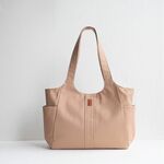 新作！ピンクベージュ色すっきりトート＊11号帆布のA4も入るポケットたくさん軽いバッグ