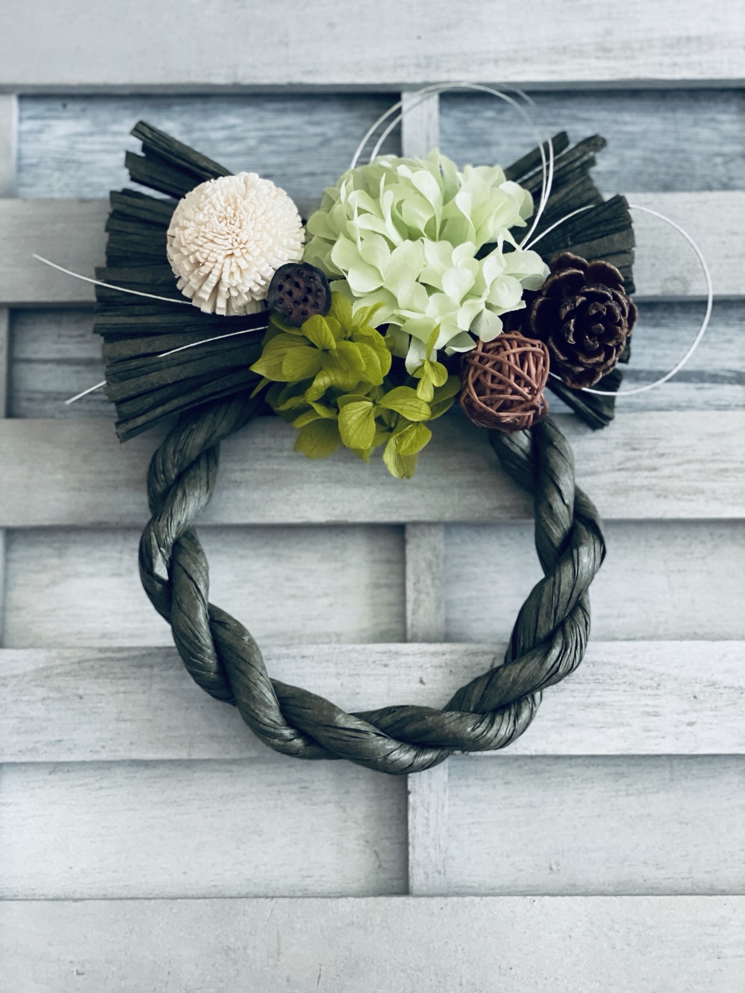 しめ縄　しめ縄飾り　お正月飾り　グリーン　20¥4年 グリーン紫陽花しめ縄毎年飾れる 2026年お正月飾り プリザーブド