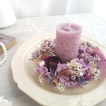 【先着１点のみ特別価格】Candle&Wreath＜Mauve＞＊キャンドル＊リース＊２点セット＊プリザーブドフラワー＊ギフト＊キャンドルアレンジメント