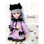 ねこねこ🐈‍⬛ワンピース「パープル」リカちゃん ハンドメイドアウトフィット