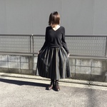 ストライプのリネンのスカート　