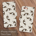 送料無料☆【iPhone/Android対応】かわいいゴロリ猫いっぱい！手帳型スマートフォンケース