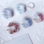 【 レジンアクセサリーchouette 】ハンドメイド❃イヤーカフ❃パール お花 上品 キラキラ アレンジ パープル 