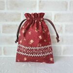 巾着袋（バラ柄 スモック刺繍）スモッキング