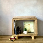 丸くてかわいい木製クッションスツール　ディスプレイラック ソファーサイドテーブル プランタースタンド　本棚　【木部ダークブラウン　布生地ベージュ】ロング