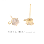 【8個 7×5mm】 ゴールド ビジュー シンプル カン付き ピアス 金具