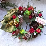 ✿送料込 　木の実がいっぱい  りんご＆ミニバラの大人のクリスマスリース　NO.４