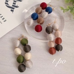 【秋冬】4 color ボンボンピアス/ワインレッド/カーキ/ブラウン/樹脂ピアス/イヤリング