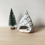 ハムスターのあったかテント⛺北欧風✤グレー　お花柄　床ピンク