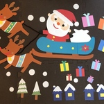 【送料無料】クリスマス　壁面　サンタ　トナカイ　そり　