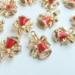 4個・クリスマスベル・クリスマスチャーム・赤・レッド・エナメルチャーム・2110486