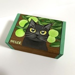 黒猫と柑橘のミニミニ木箱 小物入れ