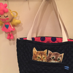 キルトと毛糸とボタンとネコちゃん　バッグ